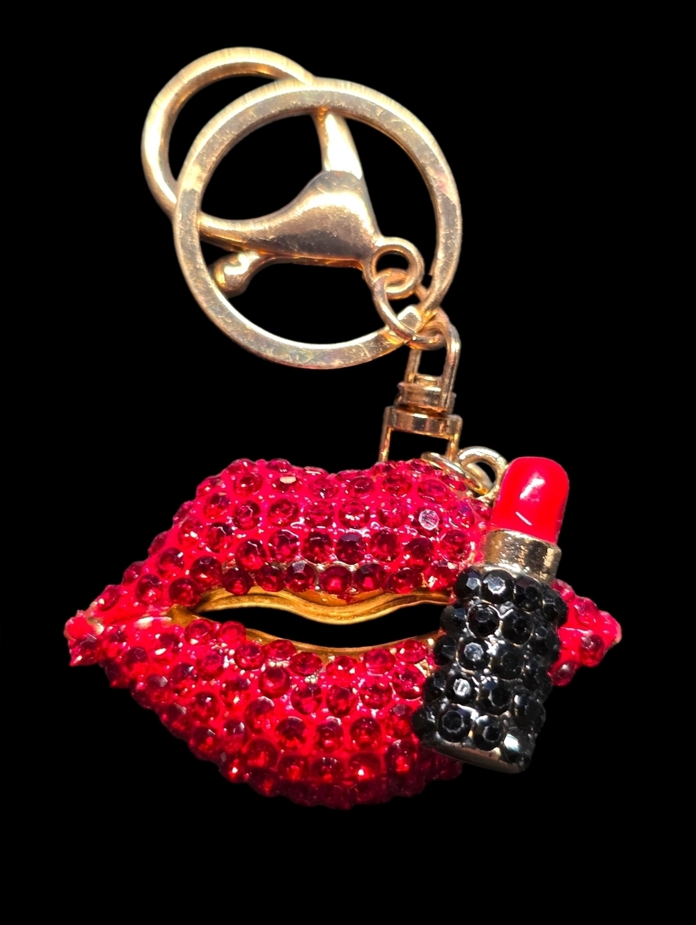 Red Lipstick Bag Charm Keychain Accessory